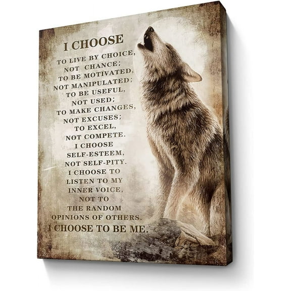 Asdg12s-Motivational Wolf Canvas Wall Art Christian Wolf Gift for Men Picture Wall Decor Inspirational Quotes Painting Framed Modern Artwork for Bedroom Bathroom Office Home Decor 12x16 inch