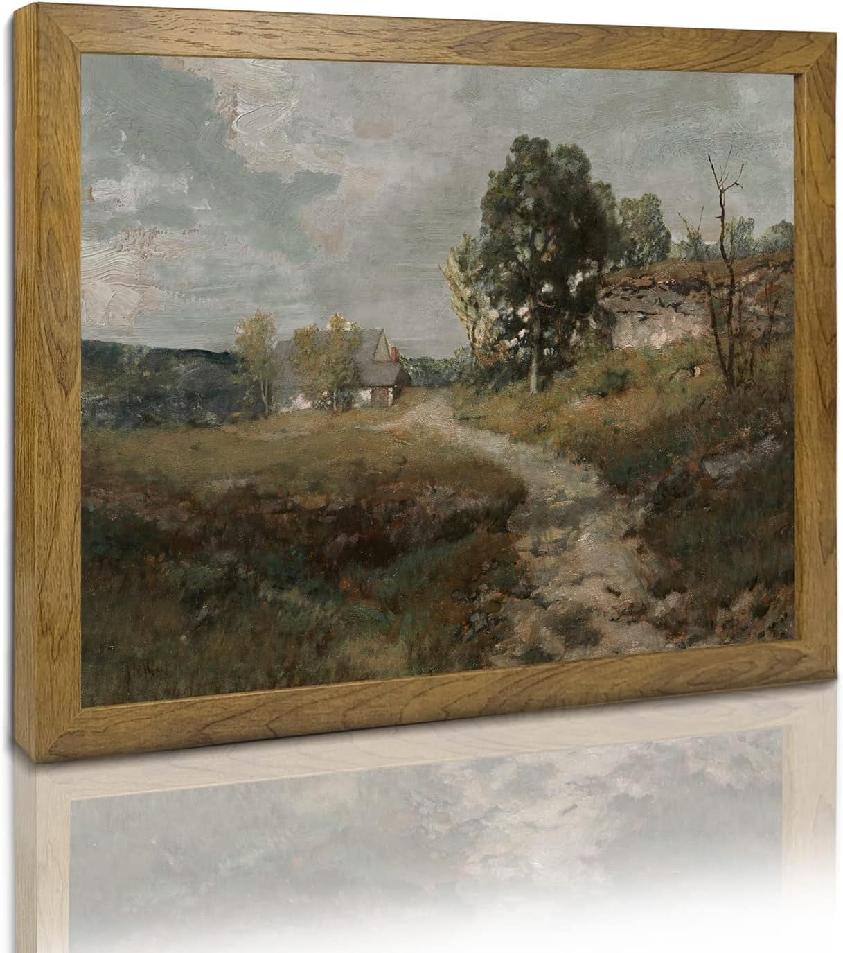 Vintage Landscape Canvas Print with Natural Wood Frame, 8x10