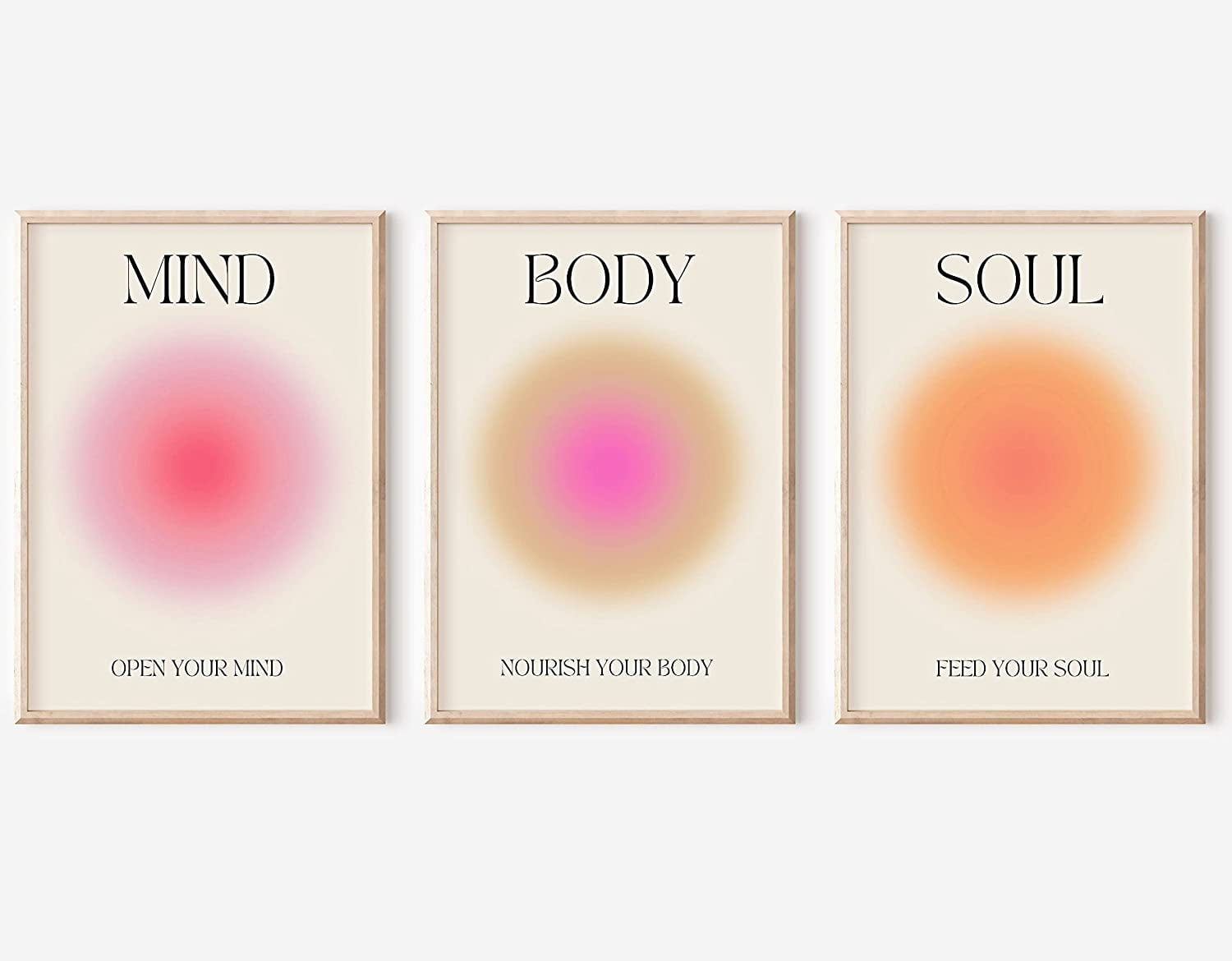 Mind Body Soul Gradient Canvas Motivational Quote Posters Set