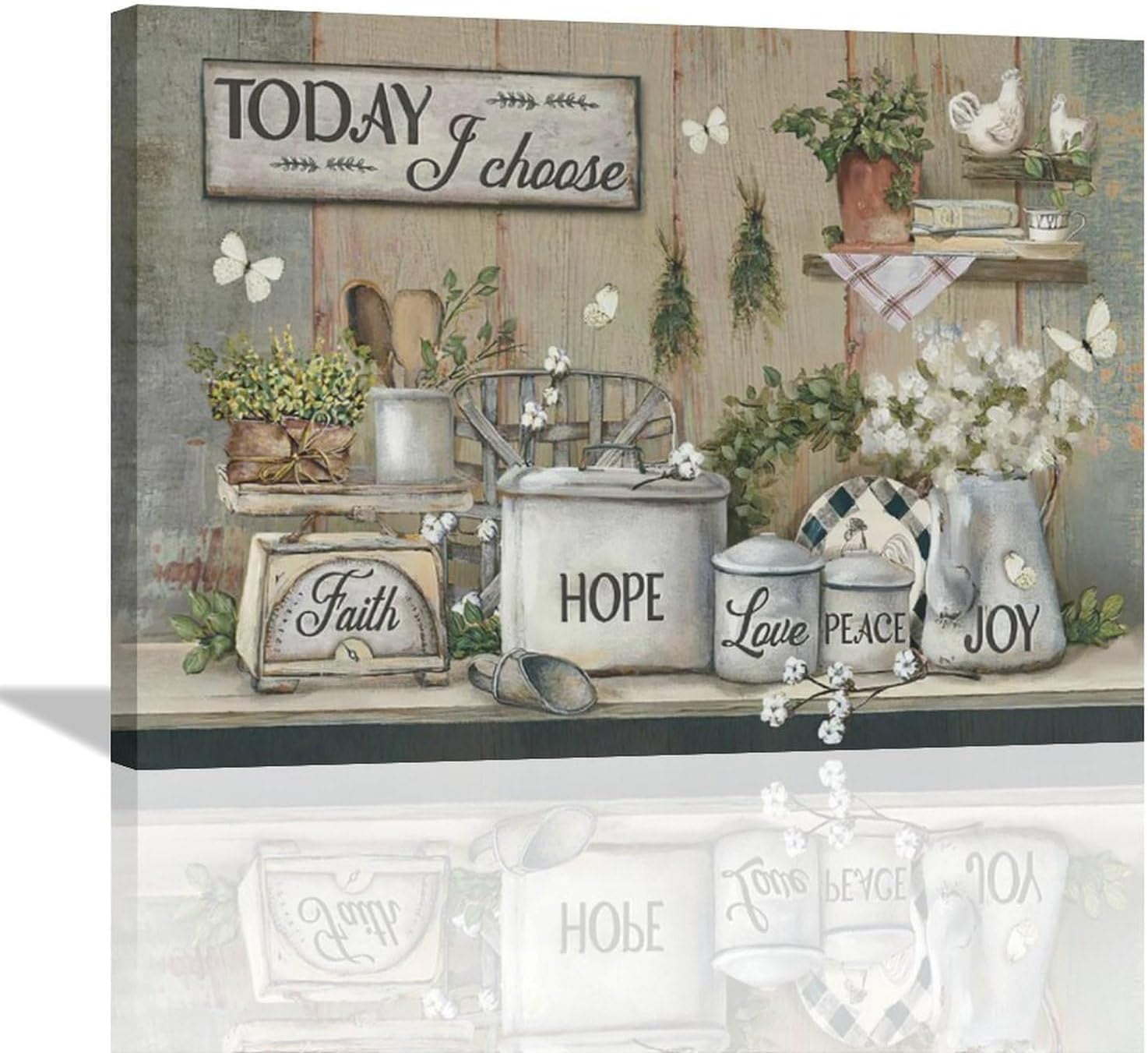 Rustic Farmhouse Motivational Quote Canvas Wall Art 16"x24"