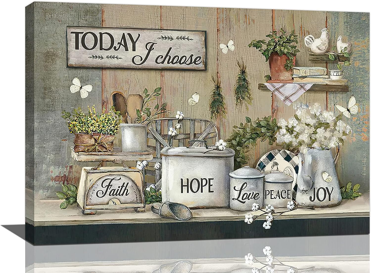 Rustic Motivational Canvas Print with Positive Quotes, 16" x 20"