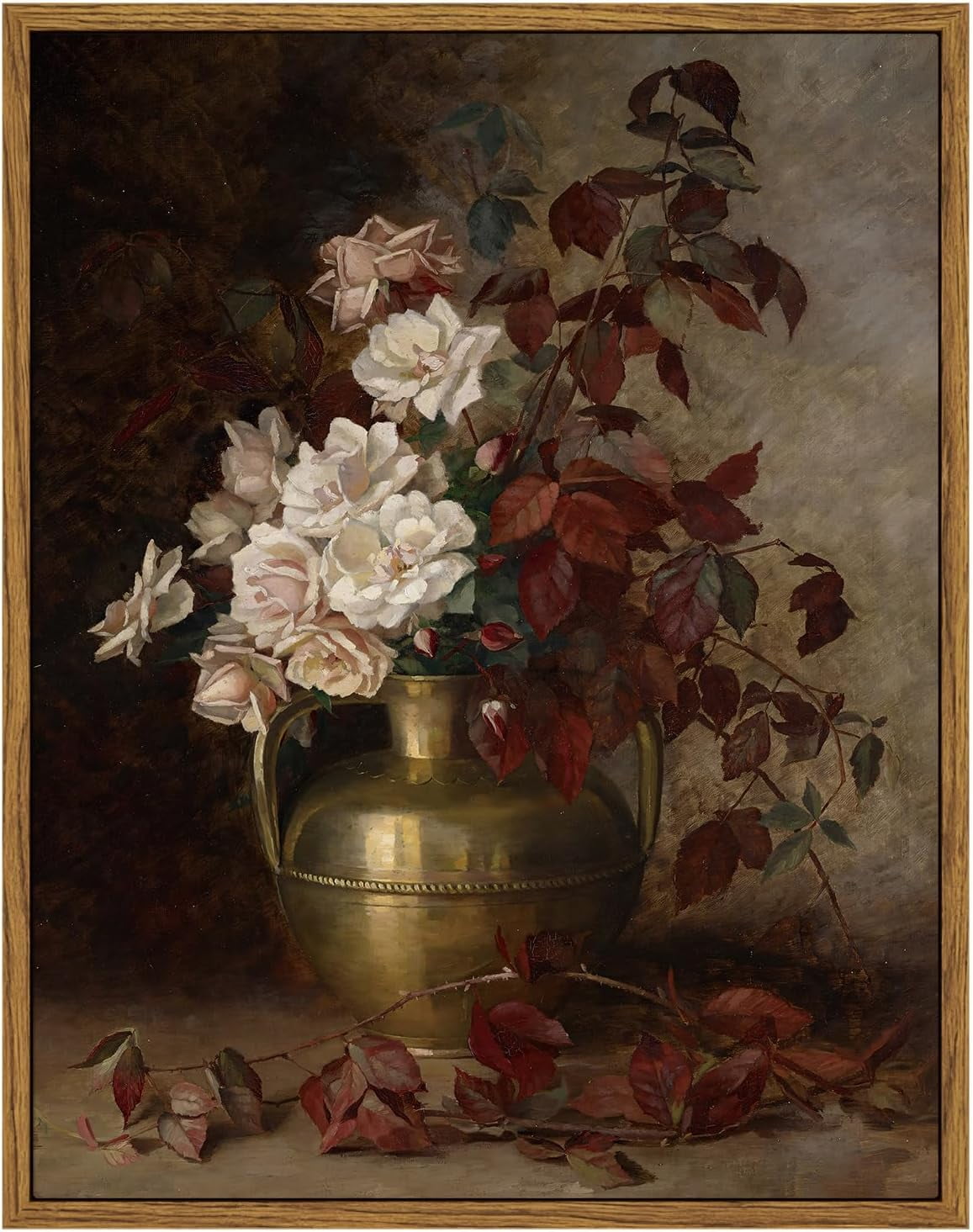 asdg12s-vintage-floral-framed-wall-art-rose-bouquet-flower-paintings