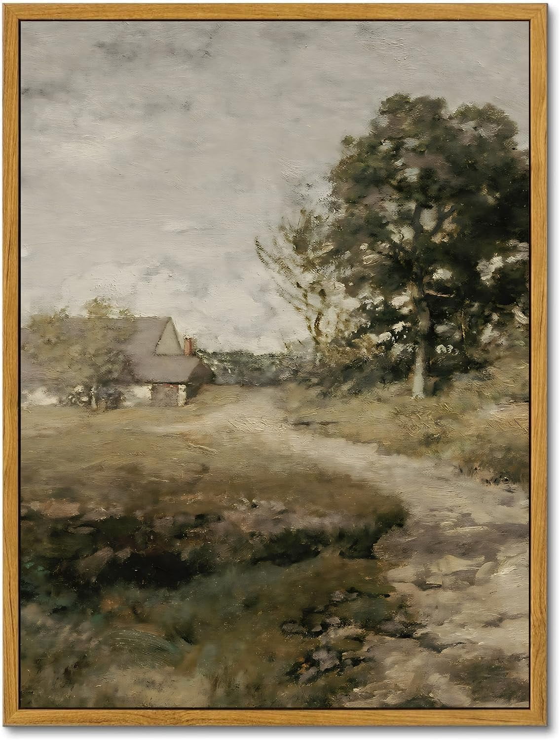 Vintage Landscape Canvas Print with Natural Wood Frame, 8x10