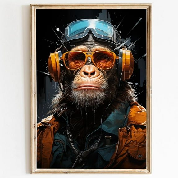Asdg12s-Wildlife Animal Posters Cool Monkey Pictures Orangutan Wall Art Funny Animal Paintings Cute Monkey Pictures Modern Animal Wall Art Funny Monkey Poster Cool Animal Paintings for Bedroom