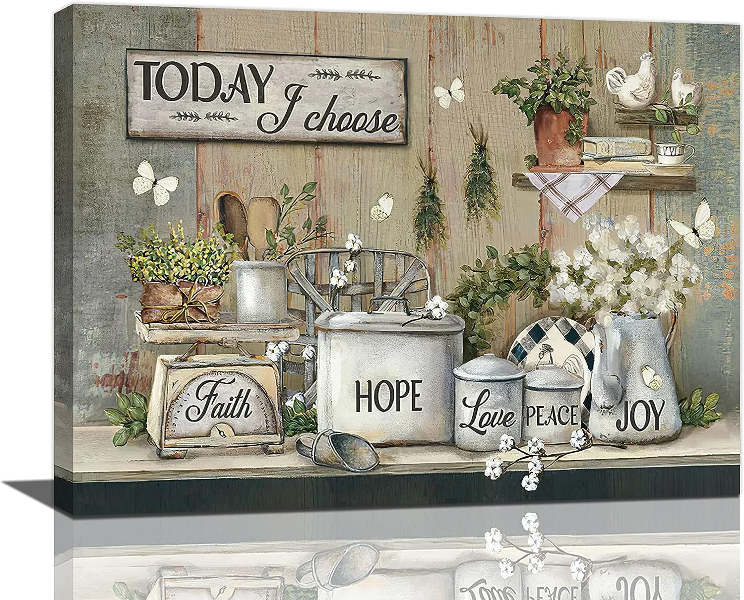 Rustic Motivational Canvas Print with Positive Quotes, 16" x 20"