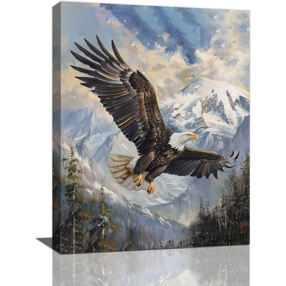 Asdg76s-American Bald Eagle Wall Art Flying Eagle Canvas Prints Patriotic Concept Picture Inspiring Motivational Posters Modern Home Artwork Decor For Office Living Room Bedroom Ready To Hang