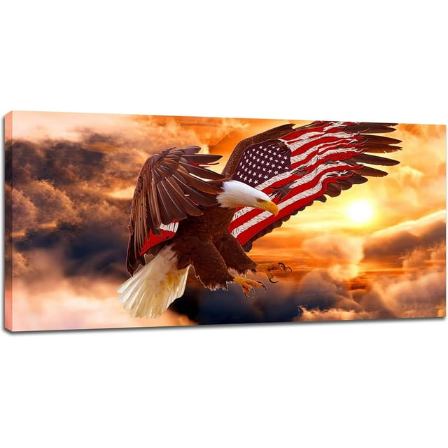 Asdg76s-American Bald Eagle Wall Art Flying Eagle Canvas Prints ...