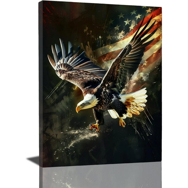 Asdg76s-American Eagle Bald Eagle Wall Art - Framed Canvas Print for ...