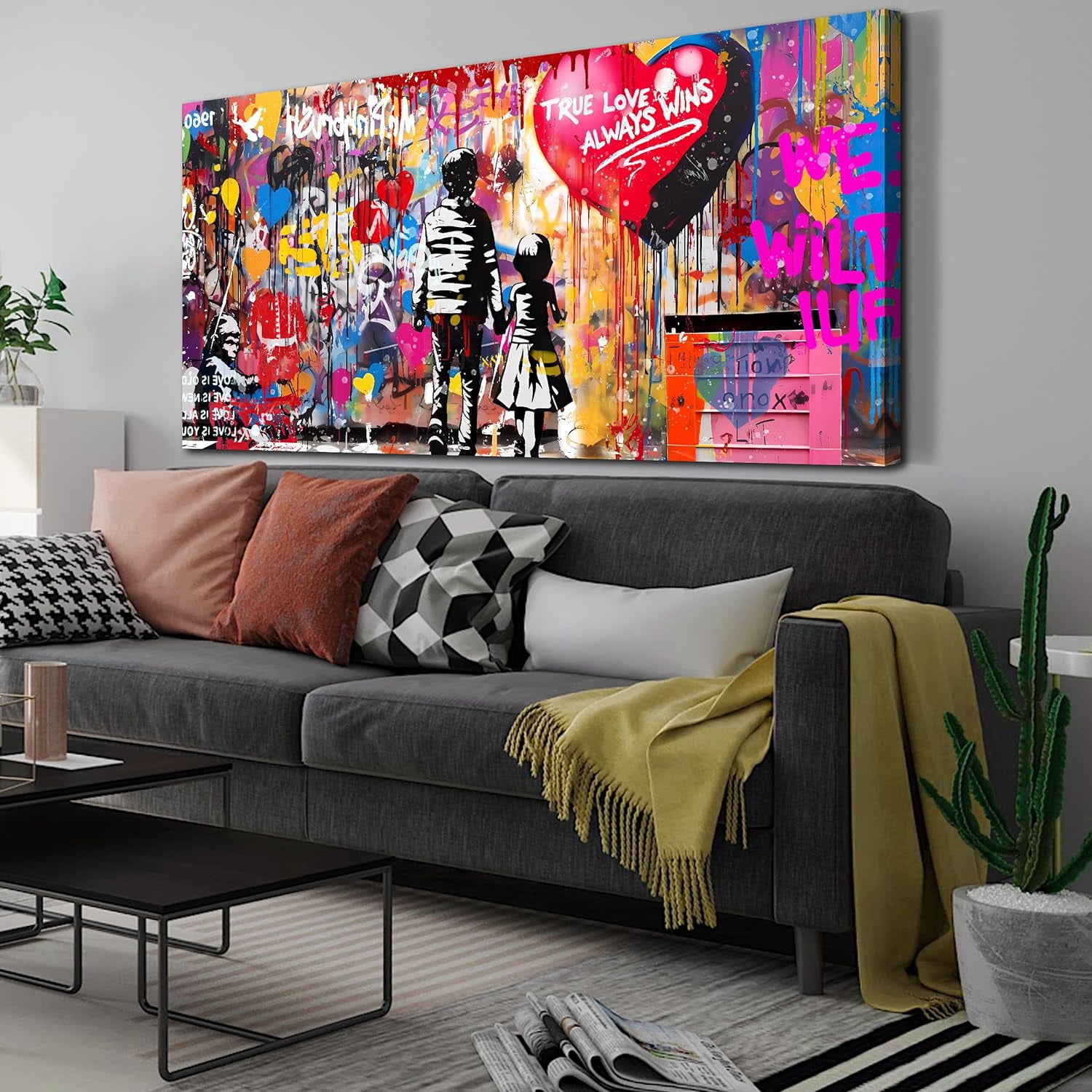 Asdg76s-Banksy Canvas Wall-Art 3 Piece Graffiti Art Wall Decor Paris ...