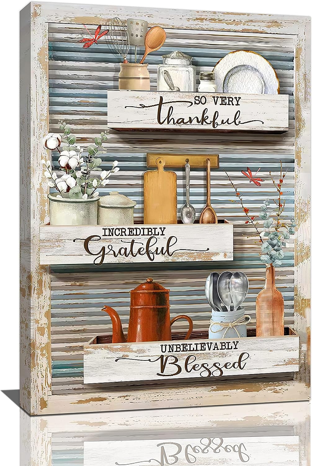 Asdg76s-Country Kitchen Wall Art Farmhouse Dishes Kettle Canvas Prints ...