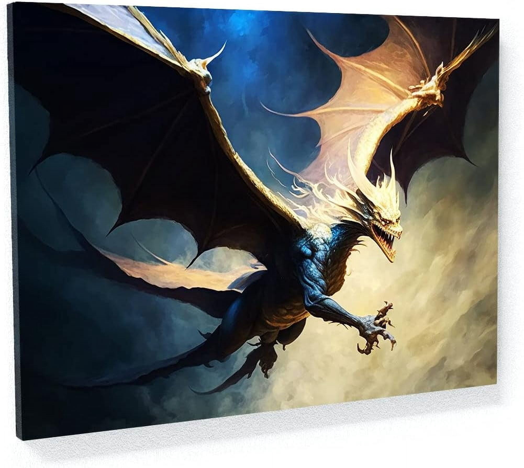 Sense Canvas Dragon Art Print - Large 40x30 Inch Stretched Canvas Wall Decor