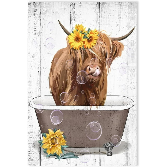 Asdg76sHighland Cow Bathroom Wall Art Rustic Farmhouse Cow Pictures