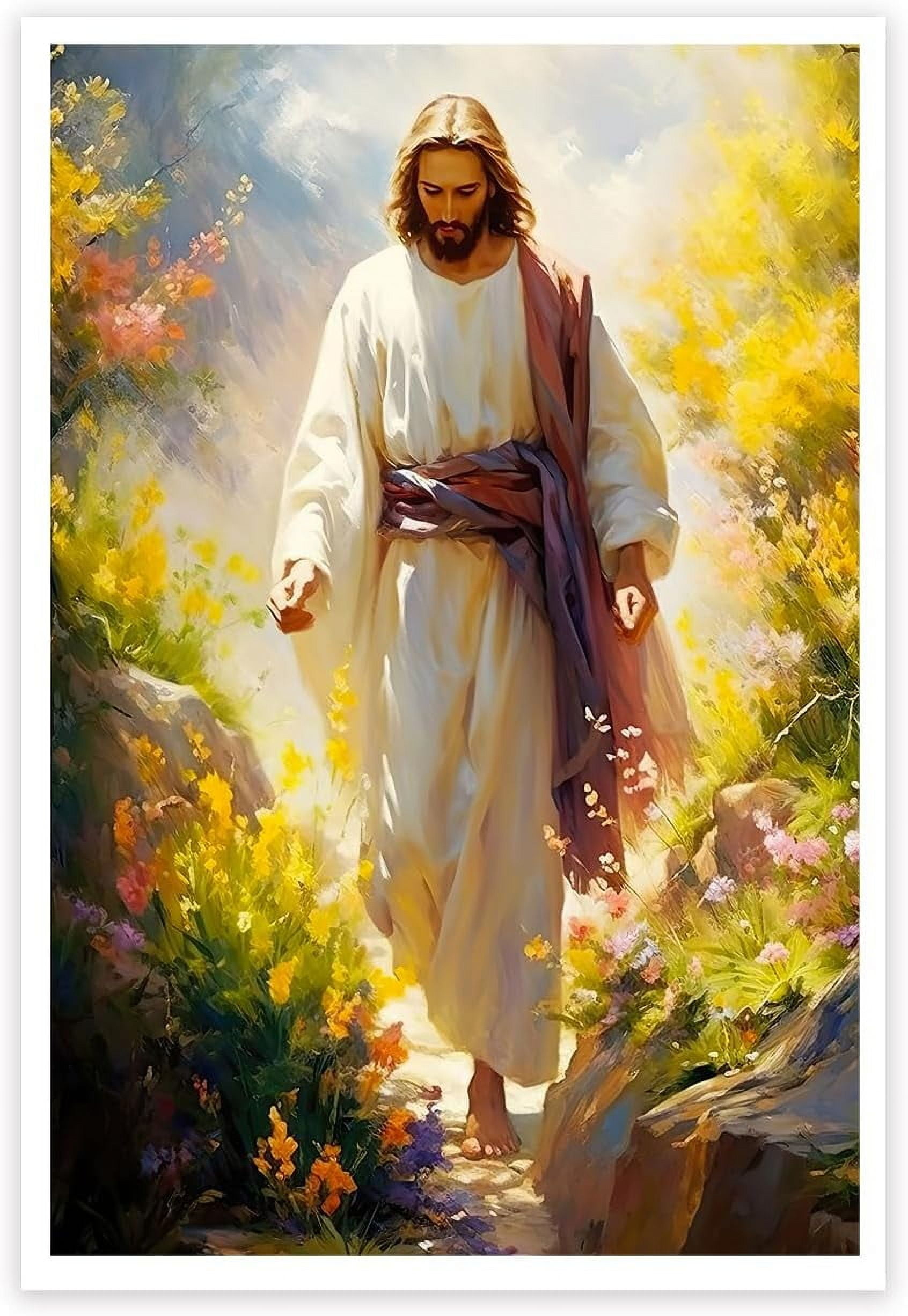 Asdg76sJesus Wall Art Painting Picture, Framed Christian God Canvas