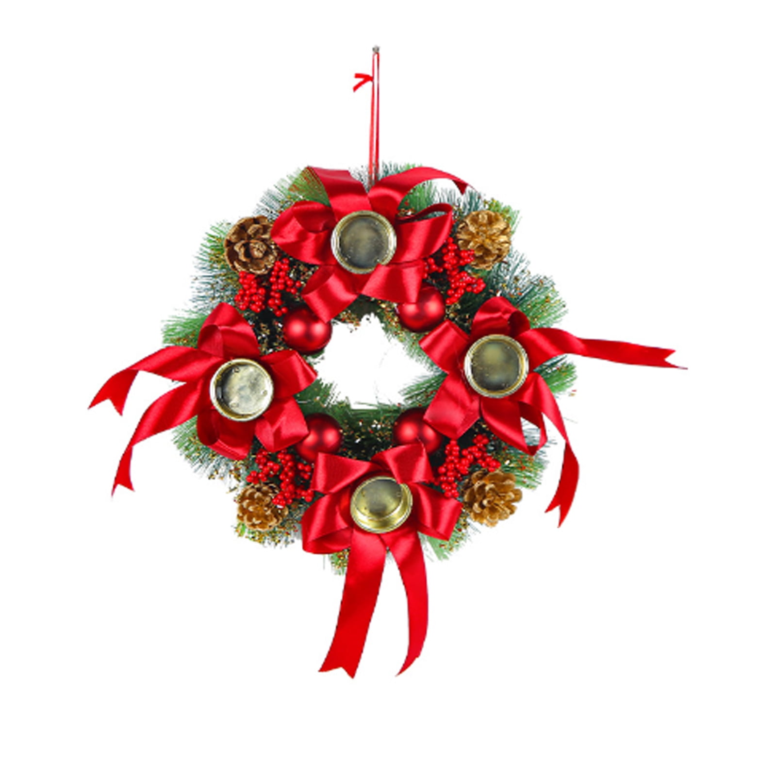 Asdomo Christmas Advent Wreath Candle Holder,11.8inch Artificial Ribbon