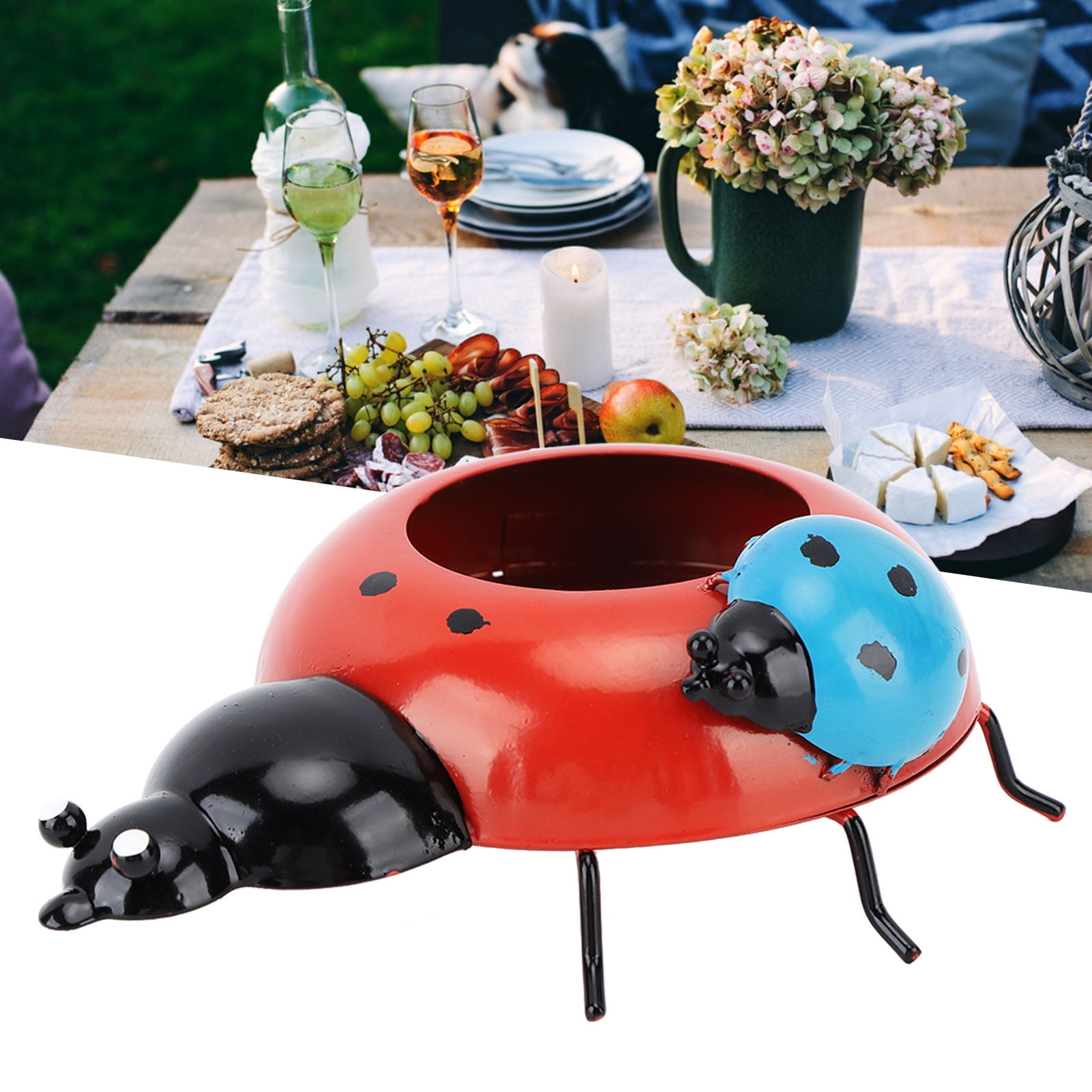 Asdomo Metal Ladybug Flower Pot Decor,2.1inch Whimsical Animal Ladybug