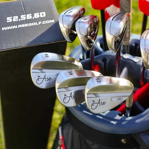 Ase Premium CM-1 Golf Wedges - Full Face Grooves + Milled Face Wedges, Singles or Set for Men 50/52/54/56/58/60 Degree Clubs