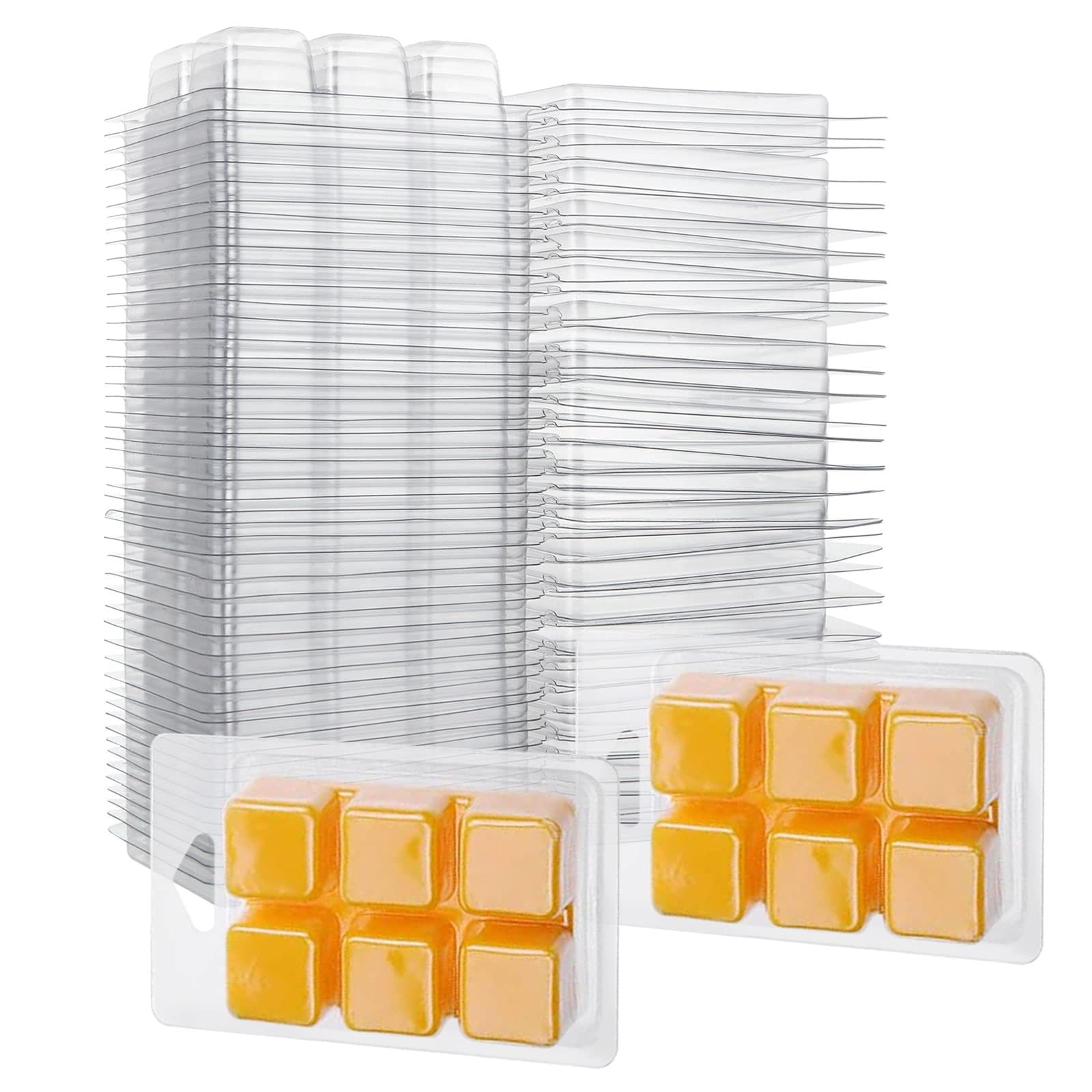 Aselected Wax Melt Molds 100 Pcs 6 Cavity Resuable Clear Plastic ...