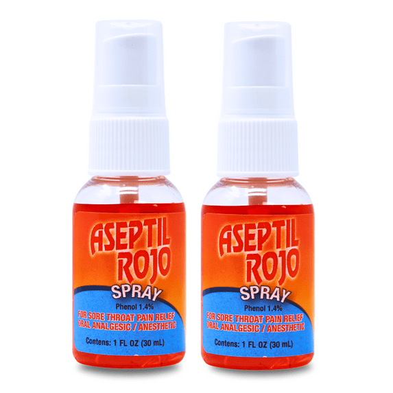 Aseptil Rojo Spray, 1 fl oz – Freshness Oral Care Spray with Phenol (2-Pack)