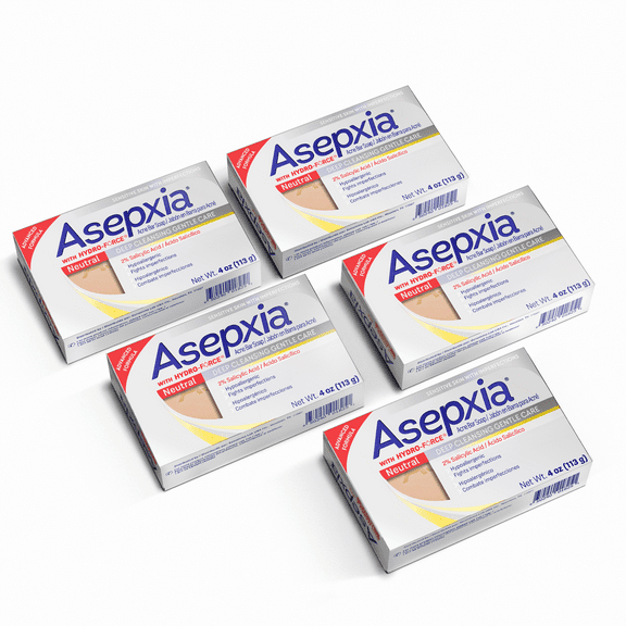 Asepxia Neutral Deep Cleansing Gentle Care Bar Soap, Acne Treatment, Value 5 Pack, 4 oz