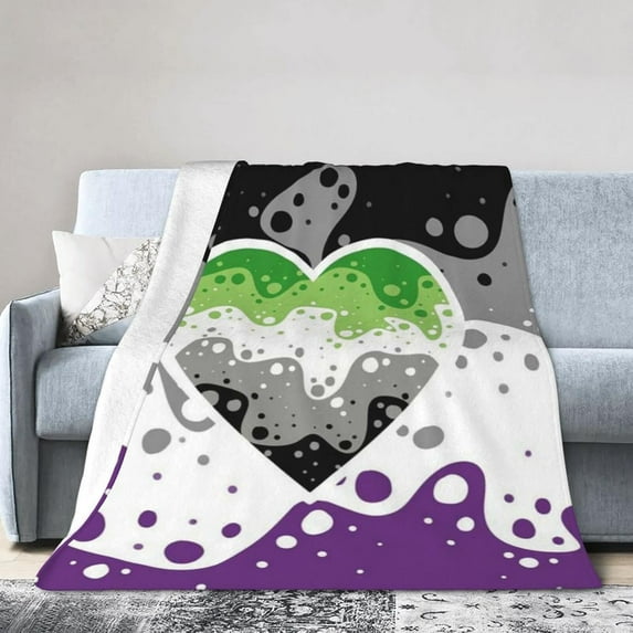 Asexual Aromantic Pride Throw Blanket,Pride Blanket for Bed Sofa Couch Soft Flannel Fleece Lightweight Throw Blanket for Adult Boys Girls 80"X60"