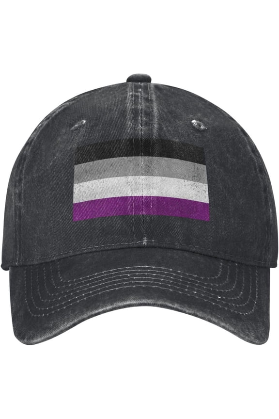 Asexual Flag LGBT Cowboy Hat Men Vintage Baseball Cap Women Trucker Hat Dad Hat Adjustable Snapback Hat Black