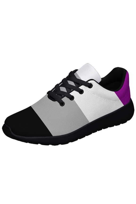 Asexual Flag Shoes Mens Womens Running Sneakers Mesh Breathable Jogging Walking Shoes Black Size 3.5