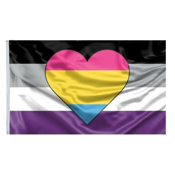 Asexual Panromantic Heart Flag Polyester 3x5 FT Banner