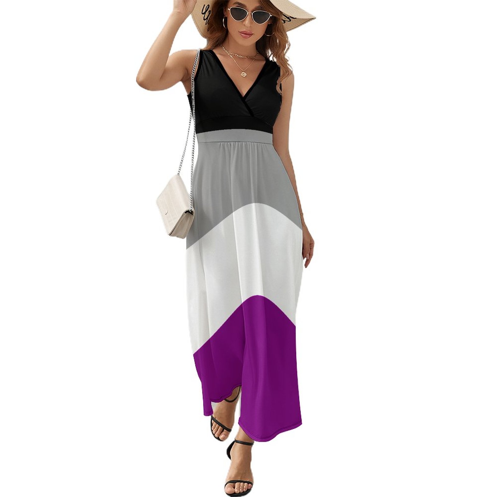 Asexual Pride Flag Dress Beach Maxi Dress V Neck Graphic Boho Beach ...