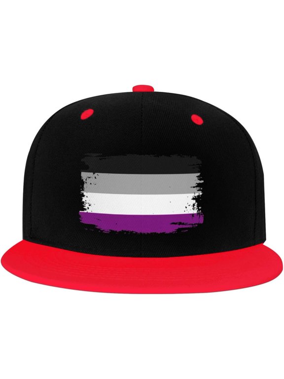 Asexual Pride Flag LGBT Gifts Trucker Hat Baseball Cap Women Men Dad Hat Adjustable Snapback Hat Cowboy Hat White