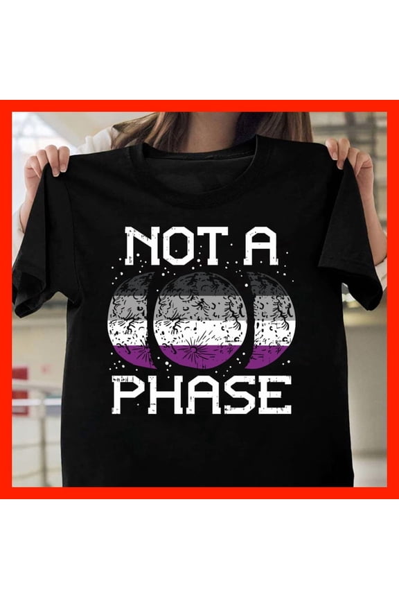 Asexual Pride Not A Phase Moon Graphic T-Shirt, Asexual Flag Colors Identity Shirt M452, for men and women, Extended Sizes Up to 5XL