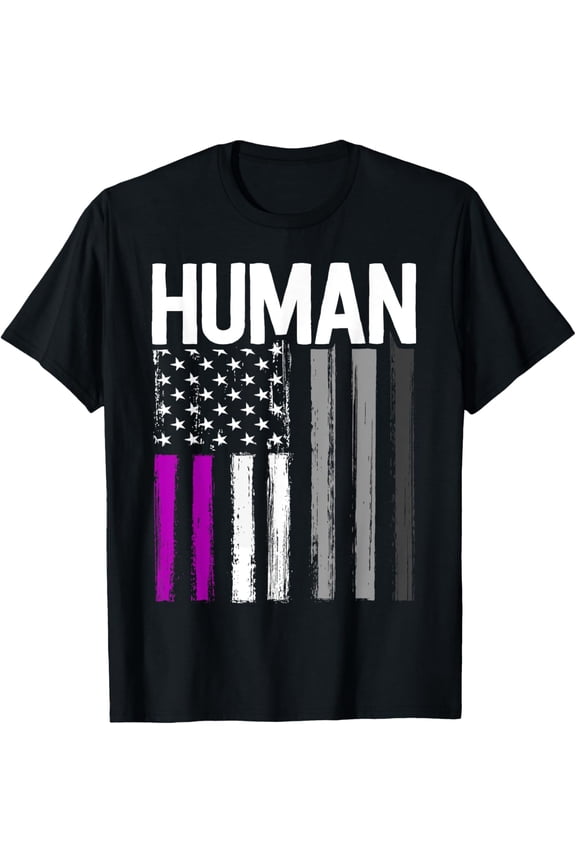 Asexual Pride Shirt Human LGBT Rainbow American Flag March T-Shirt