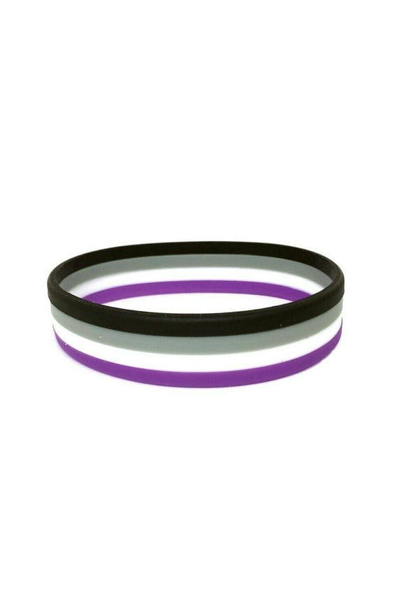 Asexual Pride Silicone Bracelet Wristlet - LGBTQ Pride Wristband Asexual Flag
