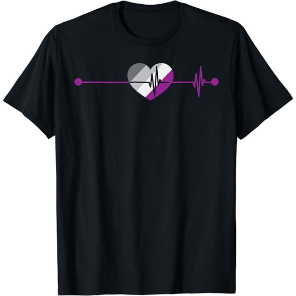 Asexuality Flag Ace Pride Heartbeat Gift LGBTQIA Asexuality T-Shirt