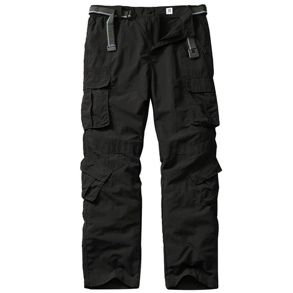 FEN AI Black Cargo Hiking Pants Men Quick Drying Fishing Pant Casual Trousers with 8 Pockets Lightweight Outdoor UPF 50 Work Pants