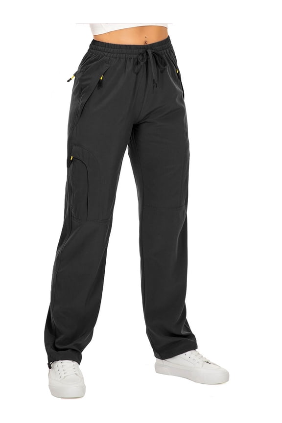 Black Cargo Pants Women Quick Dry Hiking Pant UPF 50 Lightweight Work Camping Travel Trousers with Deep Pockets