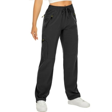 Asfixiado Black Cargo Pants Women Quick Dry Hiking Pant UPF 50 Lightweight Work Camping Travel Trousers with Deep Pockets