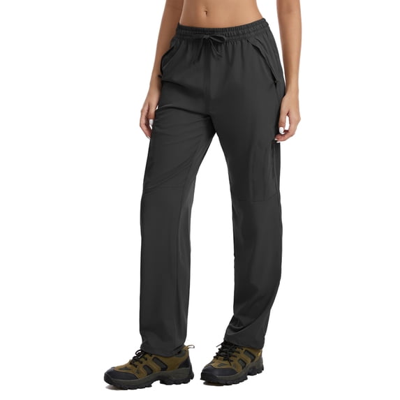 FEN AI Black Cargo Pants Women Quick Dry Hiking Pant UPF 50 Lightweight Work Camping Travel Trousers with Deep Pockets