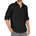 thumbnail image 1 of FEN AI Black Long Sleeve Shirts for Men Button Travel Work Shirt Quick Drying Fishing Hiking Lightweight Tops, 1 of 7