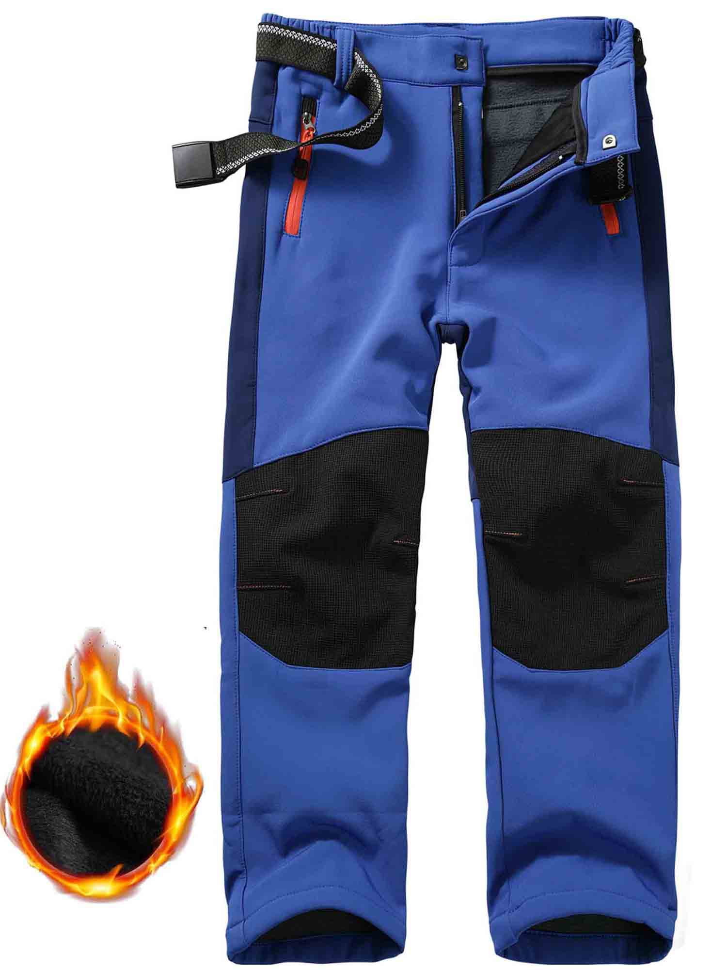 FEN AI Boy's Kids Youth Ski Snow Pants Windproof Waterproof Hiking Pant Expandable Waist Soft Shell Winter Warm Insulated Trousers Blue Size 4-5
