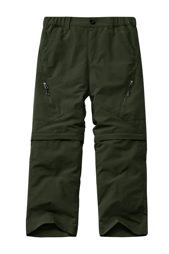Boys Cargo Hiking Pants Convertible Quick Dry Lightweight Zip Off Pant Outdoor Fishing Travel Summer Shorts for Kids with 6 Pockets