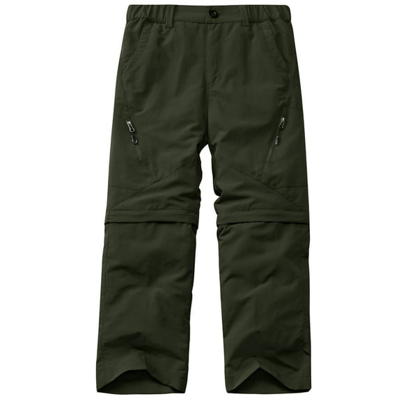 FEN AI Boys Cargo Hiking Pants Convertible Quick Dry Lightweight Zip Off Pant Outdoor Fishing Travel Summer Shorts for Kids with 6 Pockets