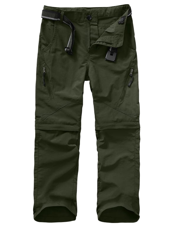 Boys Pants Convertible Hiking Quick Dry Zip Off Pants Outdoor Climbing Casual Trouser Kids Youth Cargo Scout Pants 14-16 Years