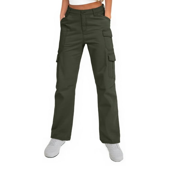 FEN AI Hiking Cargo Pants Women Elastic Waist Casual Pants Baggy Stretchy Y2K Streetwear with 8 Pockets