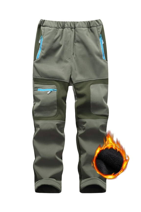 Kids Waterproof Hiking Snow Ski Pants Girls Boys Outdoor Windproof Winter Fleece Lind Snowboard Pant Youth Insulated Trousers