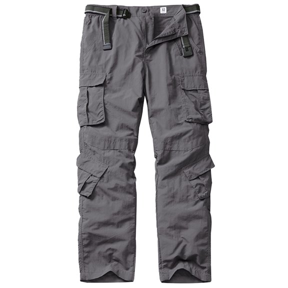 FEN AI Men Casual Quick Drying Pants for Hiking Fishing Trousers Multiple Pockets Outdoor Hunting Safari Pant Grey