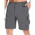 thumbnail image 1 of FEN AI Men Quick Drying Outdoor Cargo Shorts Breathable Hiking Fishing Short Elastic Waist Relaxed Grey Casual Summer Shorts with Belt, 1 of 10