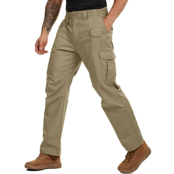 Asfixiado Cargo Pants for Men Fishing Hiking Trousers Outdoor Lightweight Work Construction Pants Khaki (No Belt)