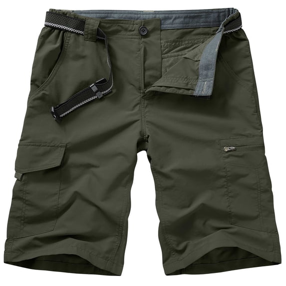 Asfixiado Men's Hiking Cargo Shorts, Quick Dry Outdoor Stretch Tactical Shorts, Lightweight Camping Golf Short with Multi Pockets Army Green