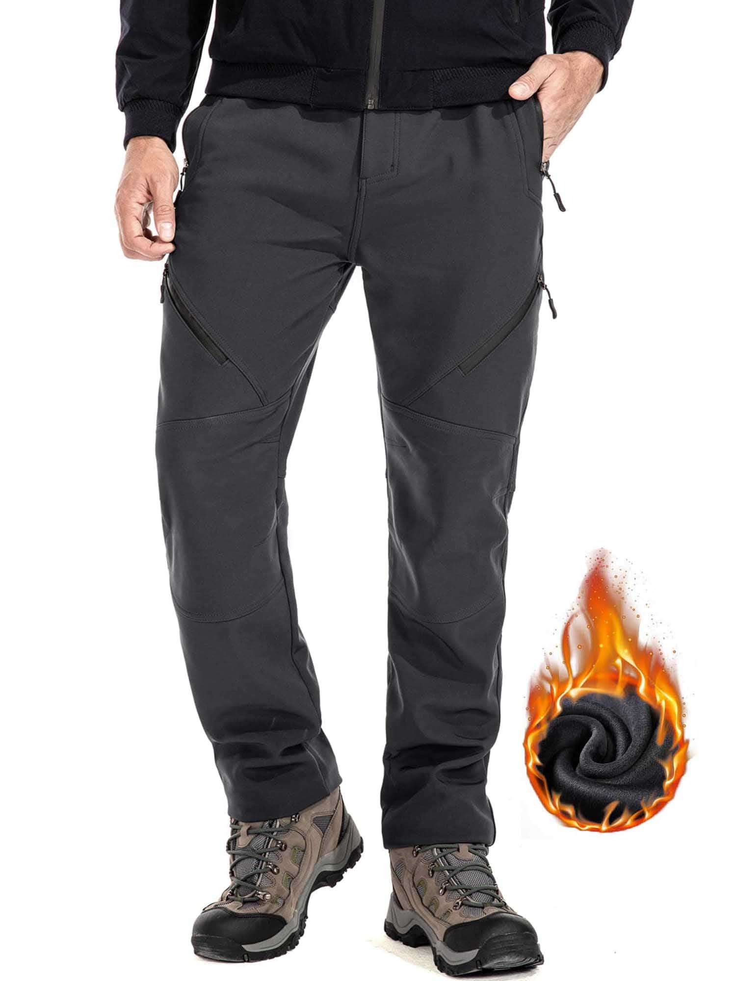 FEN AI Ski Pants Men Hiking Snow Pants Water Repellent Softshell Snowboard Trousers Fleece Lined Winter Outdoor Work Cargo Pants