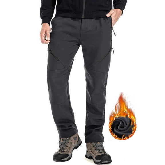 FEN AI Ski Pants Men Hiking Snow Pants Water Repellent Softshell Snowboard Trousers Fleece Lined Winter Outdoor Work Cargo Pants